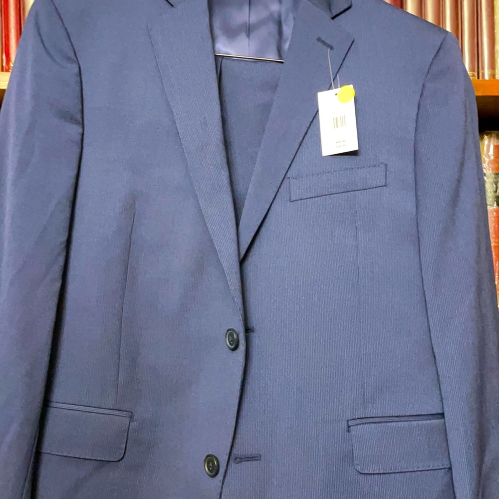 Saks Fifth Ave Men Blue Stripe Suit 40S